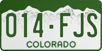 CO license plate 014FJS