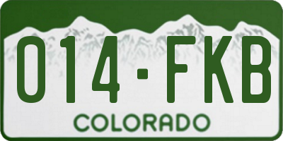 CO license plate 014FKB
