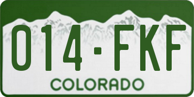 CO license plate 014FKF