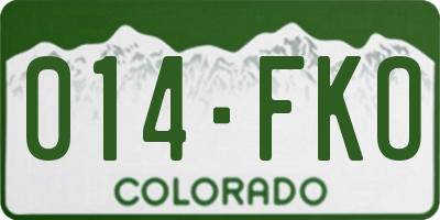 CO license plate 014FKO