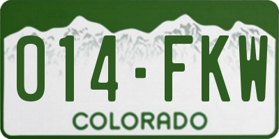 CO license plate 014FKW