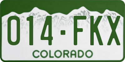 CO license plate 014FKX