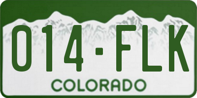 CO license plate 014FLK