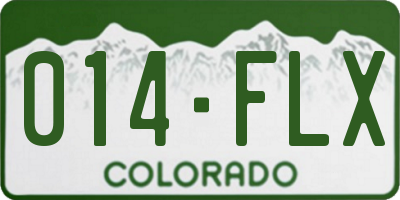 CO license plate 014FLX