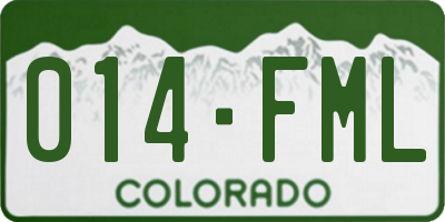 CO license plate 014FML