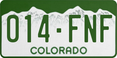 CO license plate 014FNF