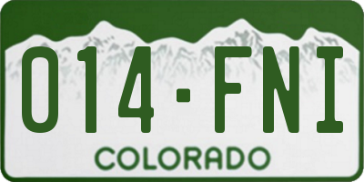 CO license plate 014FNI