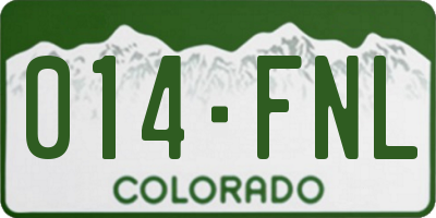 CO license plate 014FNL