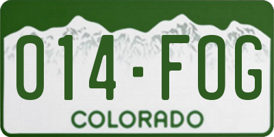 CO license plate 014FOG