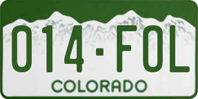 CO license plate 014FOL