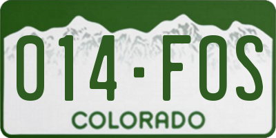 CO license plate 014FOS