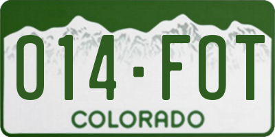 CO license plate 014FOT
