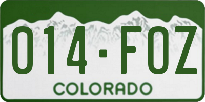 CO license plate 014FOZ