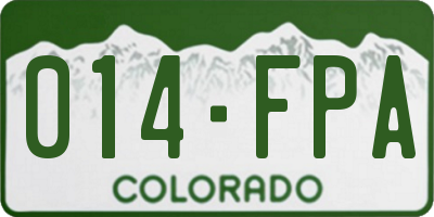 CO license plate 014FPA