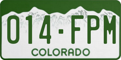 CO license plate 014FPM