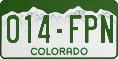 CO license plate 014FPN