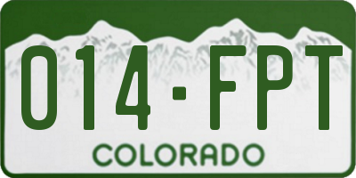 CO license plate 014FPT