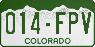 CO license plate 014FPV
