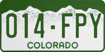 CO license plate 014FPY