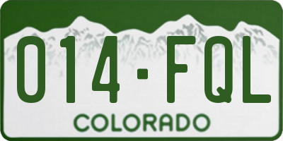 CO license plate 014FQL
