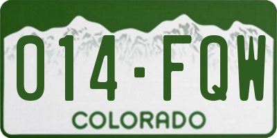 CO license plate 014FQW