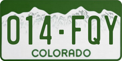 CO license plate 014FQY