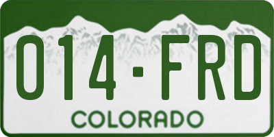 CO license plate 014FRD