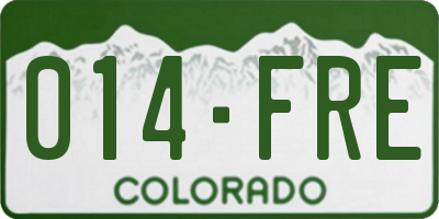 CO license plate 014FRE
