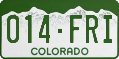 CO license plate 014FRI