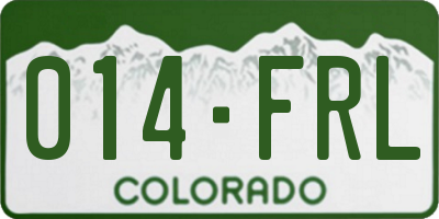 CO license plate 014FRL