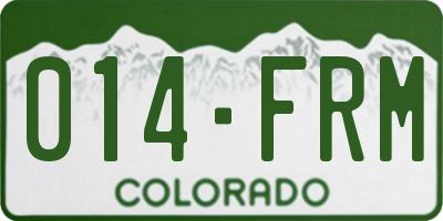 CO license plate 014FRM