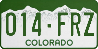 CO license plate 014FRZ