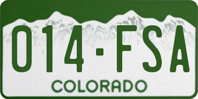 CO license plate 014FSA