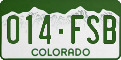 CO license plate 014FSB