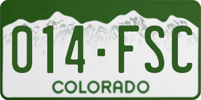 CO license plate 014FSC