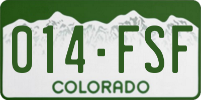 CO license plate 014FSF