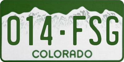 CO license plate 014FSG