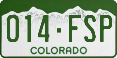 CO license plate 014FSP