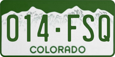 CO license plate 014FSQ