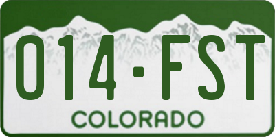 CO license plate 014FST