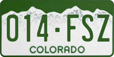 CO license plate 014FSZ