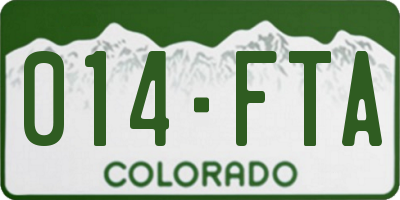 CO license plate 014FTA