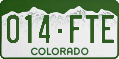 CO license plate 014FTE