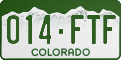 CO license plate 014FTF