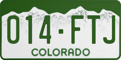 CO license plate 014FTJ