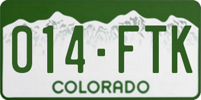 CO license plate 014FTK