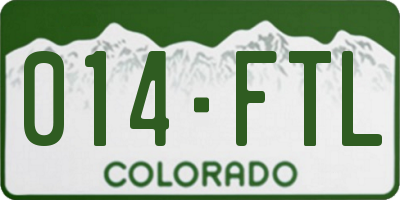 CO license plate 014FTL