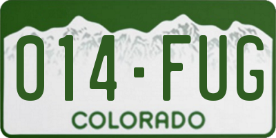 CO license plate 014FUG