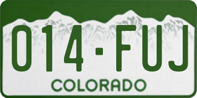 CO license plate 014FUJ