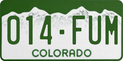 CO license plate 014FUM